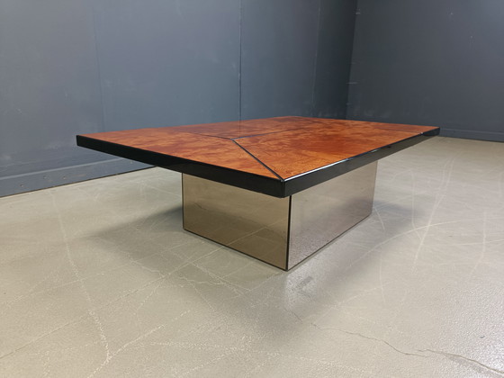 Image 1 of Vintage burl wood hidden bar coffee table, 1970s