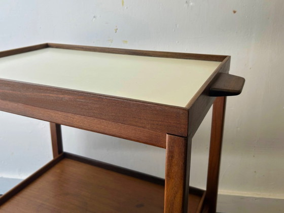 Mid Century Vintage Teak Drinks Trolley Bar Cart Removable Trays 1960s – Wood (photo 5 of 7)
