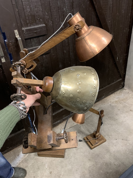 Image 1 of Set stoere Industriële vloerlamp, tafellamp en wandlamp
