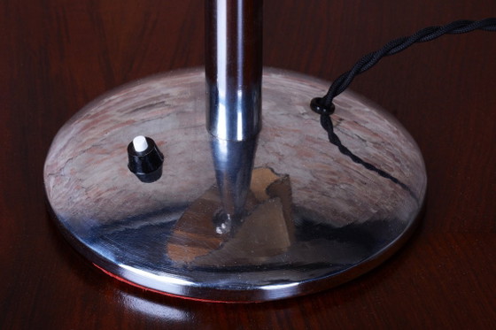 Restored Bauhaus Table Lamp, Chrome-Plated Steel, Parchment, Czech, 1930s – Metal, Paper (photo 5 of 12)