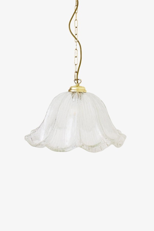 70s textured glass Massive pendant lamp