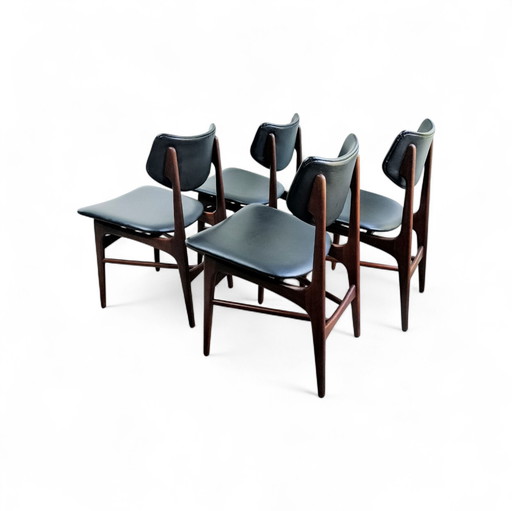 Vintage set of 4 Louis van Teeffelen 'Hamar' dining chairs