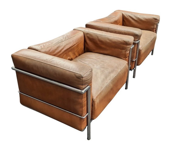 Le Corbusier Poltrone Cassina LC3 Originali d'Epoca (Coppia) – Vintage Anni '70 – Pelle Cognac – N. di Serie (photo 7 of 16)