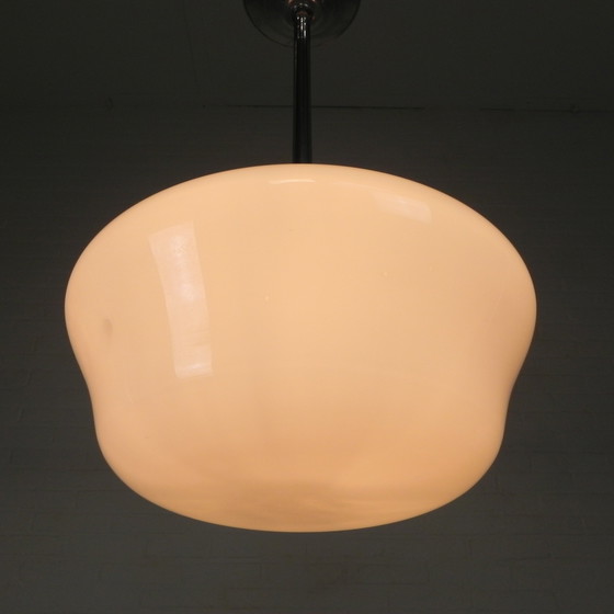 Image 1 of Lampada a sospensione Art Déco con paralume bianco, anni '30