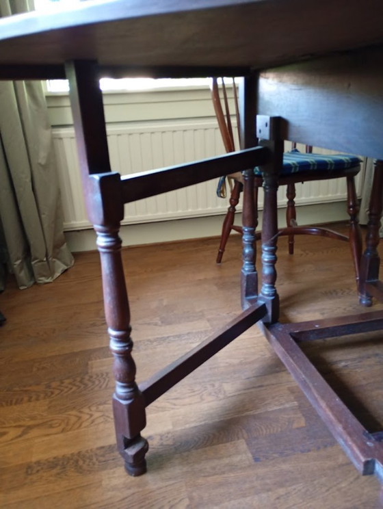 Nostalgic English gateleg table with 6 matching chairs – Dining tables, Textile, Wood (photo 7 of 7)