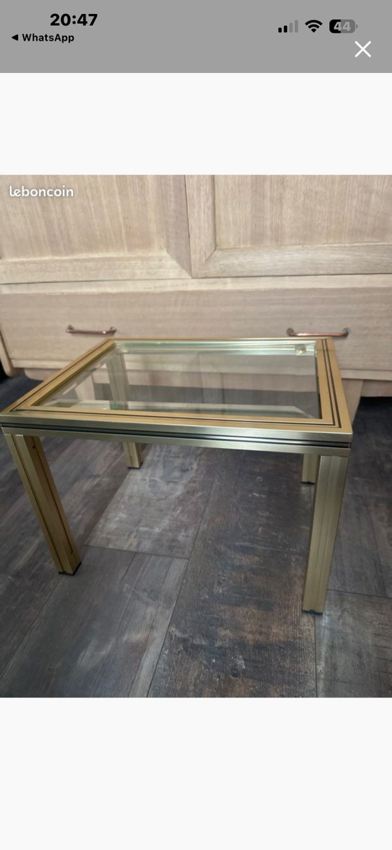 Petite table basse vintage dorée et verre – Style Art Déco – Tables d'appoint, Metal (photo 2 of 5)