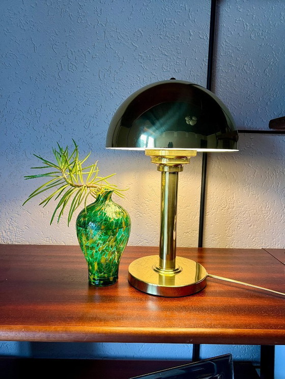 Image 1 of Lampada in ottone Bauhaus/Art Decó di WSB anni '70, lampada a fungo in ottone vintage