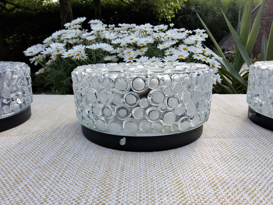 Image 1 of Vintage cut bubble glass wall or ceiling lamp, German manufacturer 60s/70s