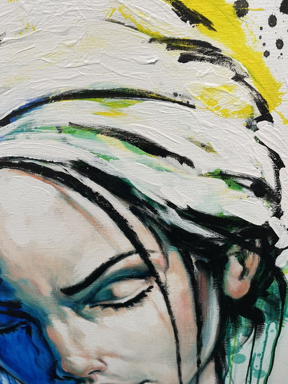 Image 1 of Angie - peinture acrylique sur lin par Rene Rikkelman