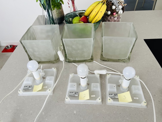 Vintage IKEA Iviken “Ice Cube” Table Lamps – Glass, Plastic (photo 5 of 8)