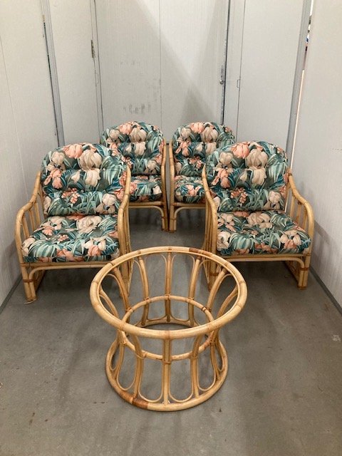 Image 1 of Rotan Bamboe loungeset, jaren 80