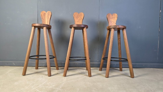 Image 1 of Vintage brutalist bar stools, 1960s- set of 3