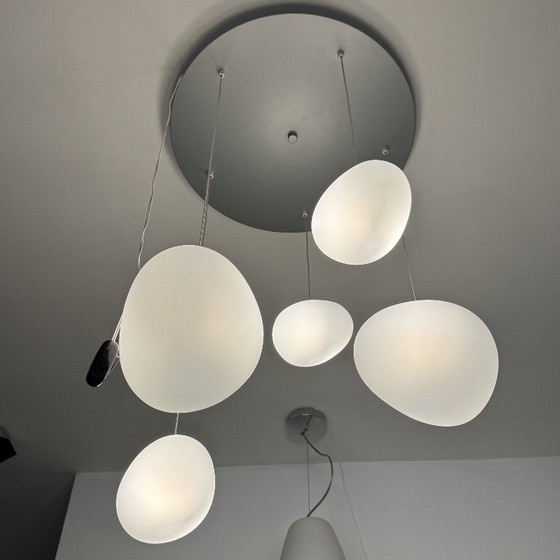 Lustre moderne à 5 suspensions, en méthacrylate blanc, motif cascade de galets – Metal, Plastic (photo 5 of 6)