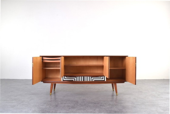 Image 1 of Mid-Century Op-Art Hand-Painted Sideboard from Sven Andersen Møbelfabrikk, 1960s