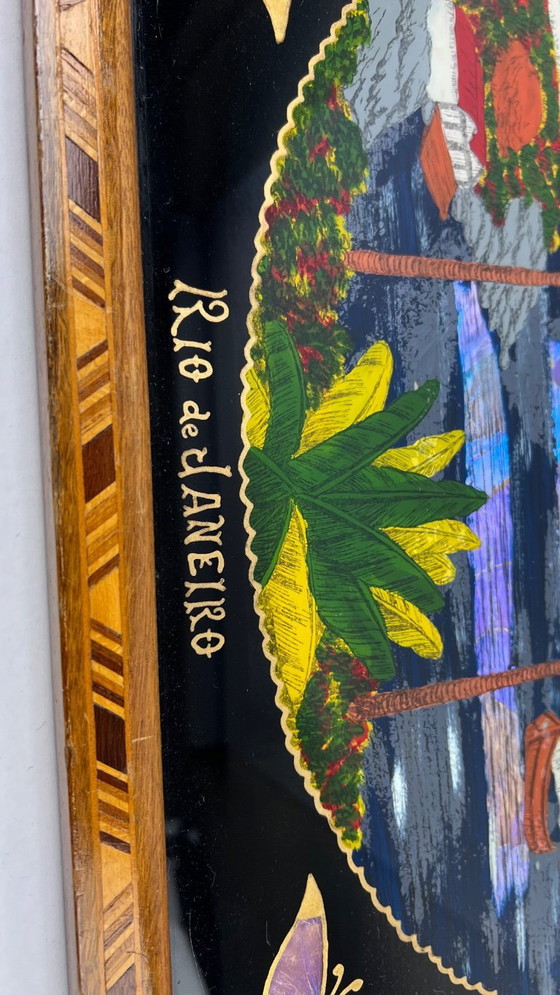 Image 1 of Vintage: 1940-1955 handbeschilderd art deco stijl dienblad, Braziliaans