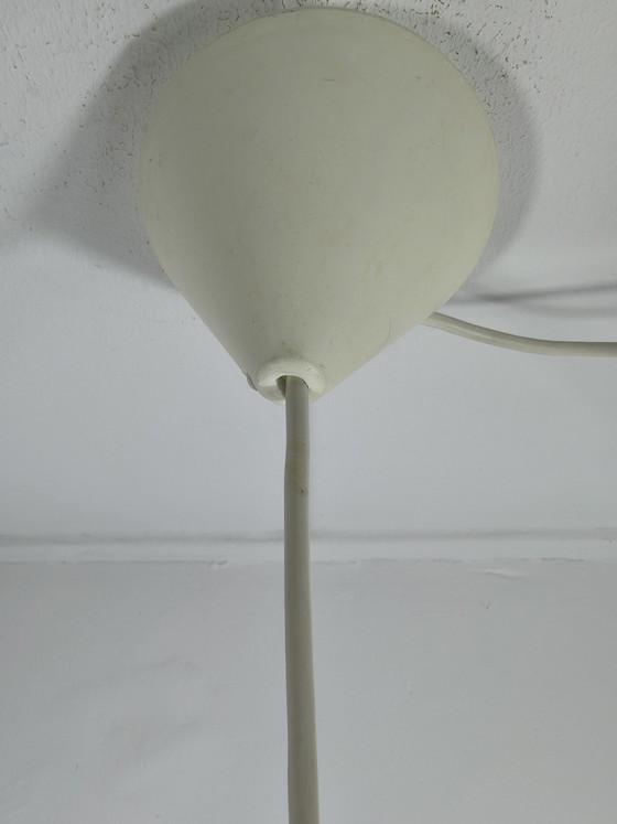 Image 1 of Vintage 2 hanglampen ribbelglas jaren 70  Ø20 cm