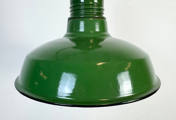Image 1 of Industrial Green Enamel Factory Pendant Lamp, 1960s