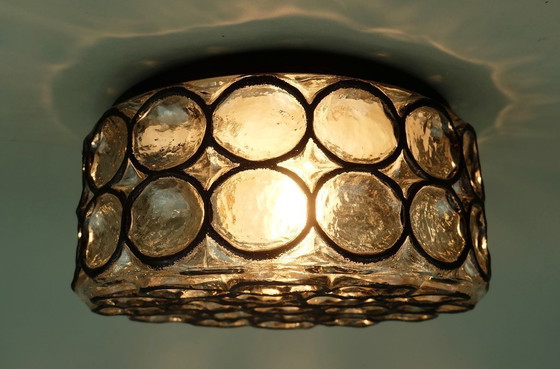 Image 1 of glashuette limburg applique o incasso in vetro con anello in ferro 1960s 70s