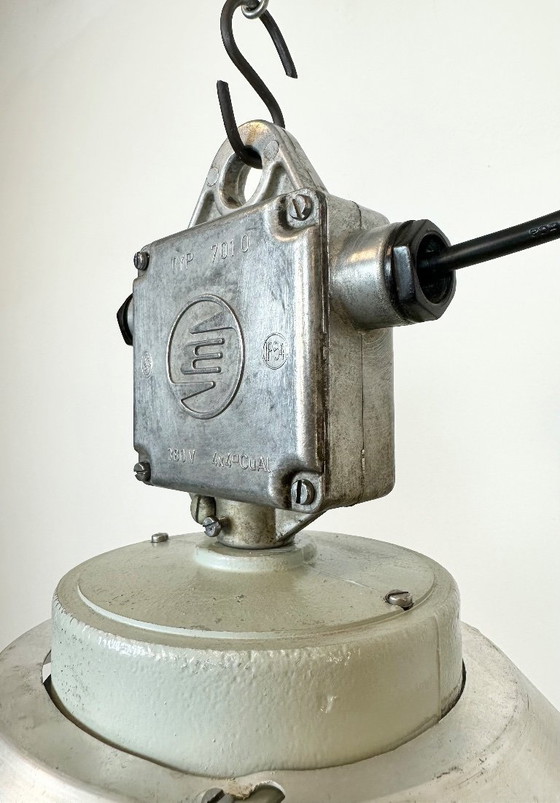 Image 1 of Industrial Aluminium Light with Milk Glass Cover from Elektrosvit, 1970s