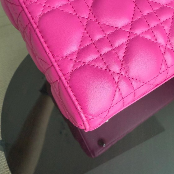 Image 1 of DIOR LADY SMALL - CANNAGE LAMMLEDER BARBIE PINK SILBERNE BESCHLÄGE