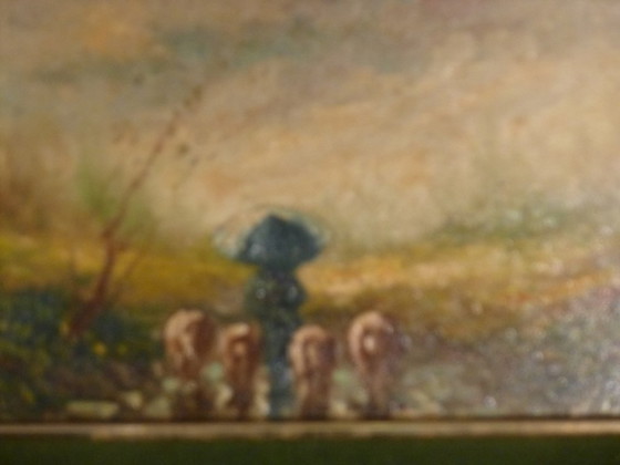 Image 1 of Olio su tavola: M. Ferran, "Paesaggio autunnale" (32 x 27)
