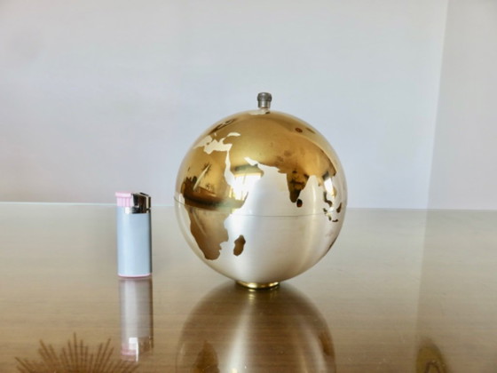 Image 1 of Large globe, brass cigarette dispenser, 1960s-70s