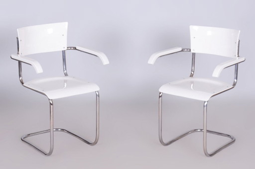 Restauriertes Bauhaus-Stuhlpaar, von Mart Stam, Chrom, Deutschland, 1930er Jahre – fauteuils, Metal, Chrome