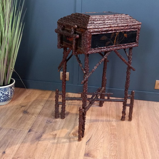Image 1 of Antique Japanese Faux Bois sewing table