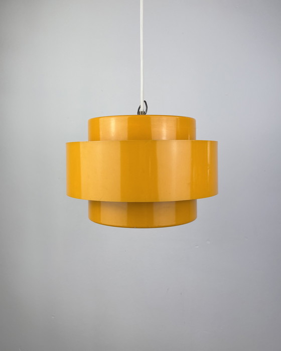 Image 1 of Space Age Ceiling Lamp, Fog & Mørup, 1960s Yellow, Denmark, Minimalistic Design, Retro-Futuristic Lamp, Sputnik Design Jo Hammer