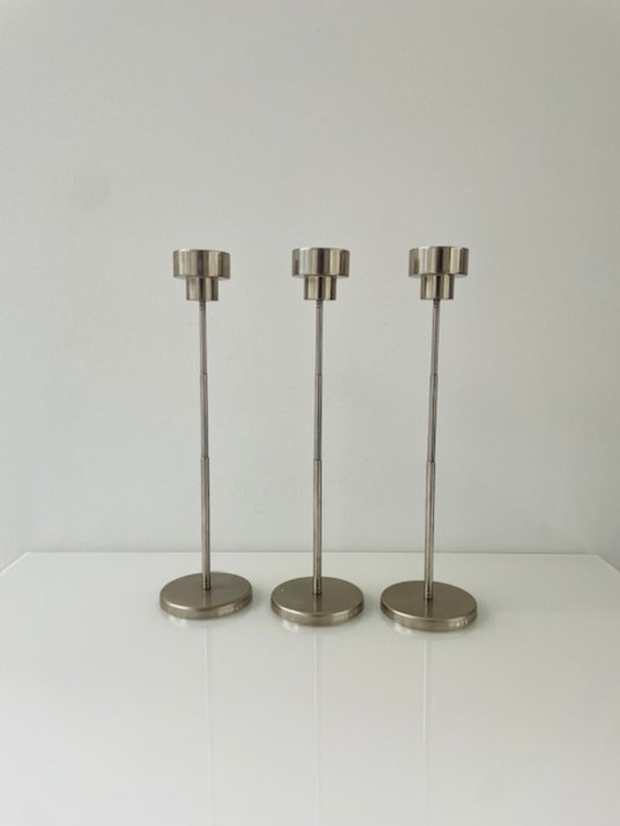 Image 1 of Set di 3 candelieri regolabili in acciaio inox