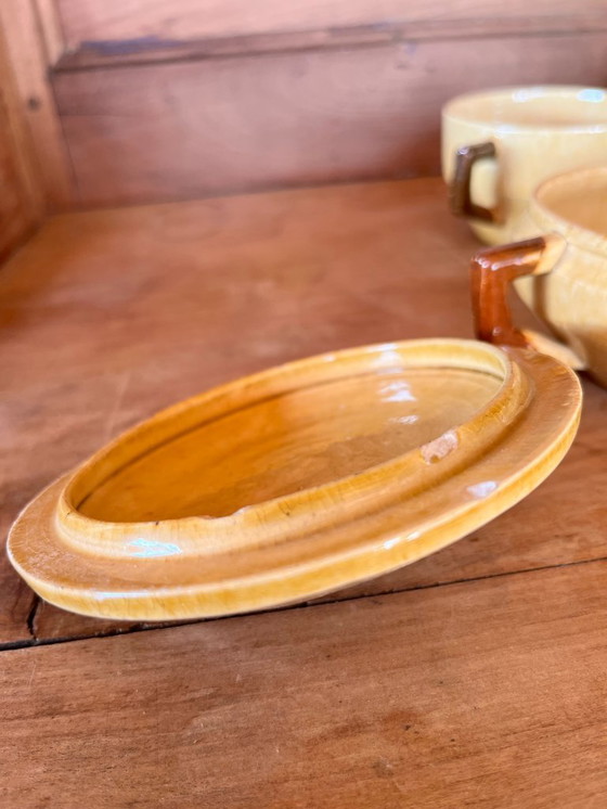 Image 1 of Service à café ocre signé G. Platon Vallauris