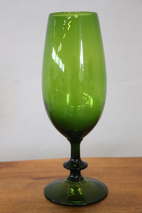 Image 1 of Vase italien en verre d'art vert, années 1960