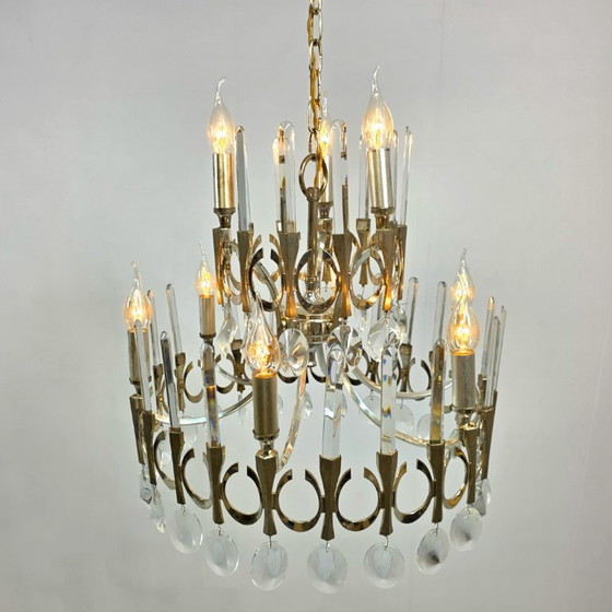 Image 1 of Sciolari Ovali Chandelier 1960s Chrome/Glass