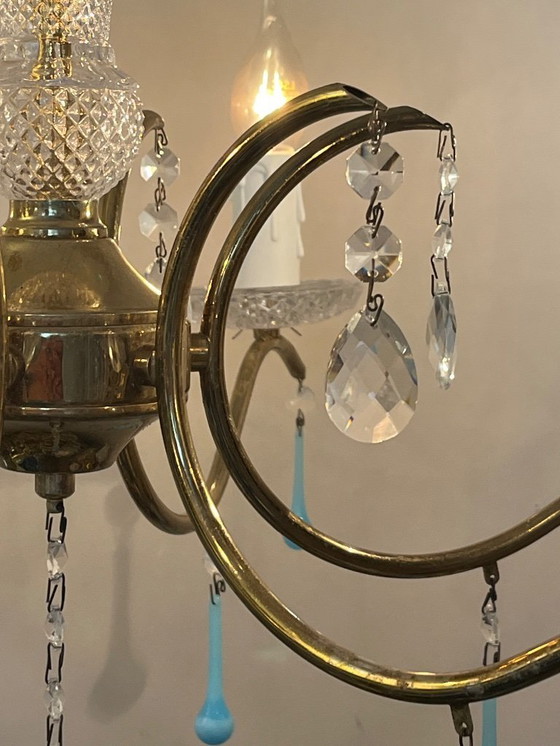 Image 1 of opaline azure blue teardrop chandelier