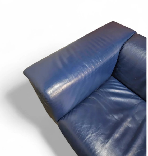 Poltrona Frau set / donkerblauw leer / Talus / bank - stoelen / 3-zits / 2 x loungestoelen – Loungesets (photo 5 of 14)