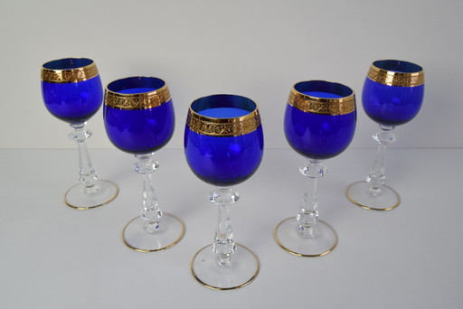 Set di cinque bicchieri da vino di metà secolo, anni '50.