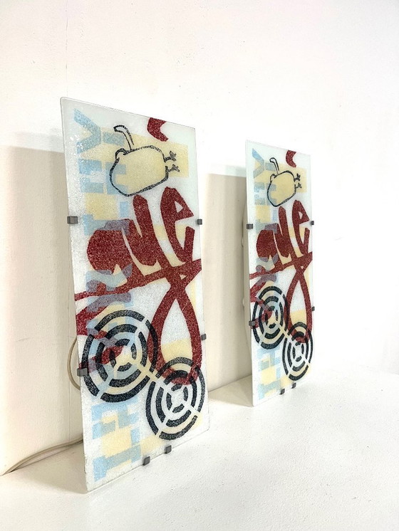 Image 1 of Glass GYLLEN wall lamps, designed by Julia Treutiger for Ikea, 1990s.