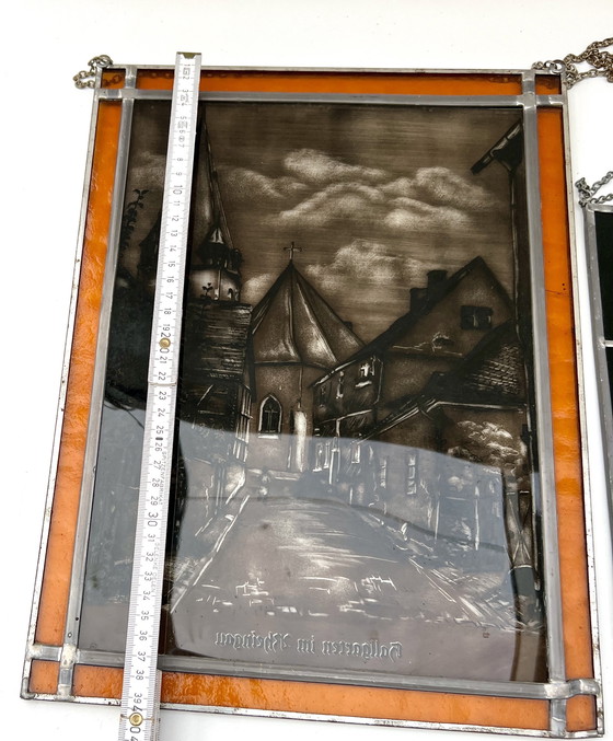 Image 1 of Konvolut dekorativer Glasbilder in Bleiverglasung – Deutschland, ca. 1955–1975