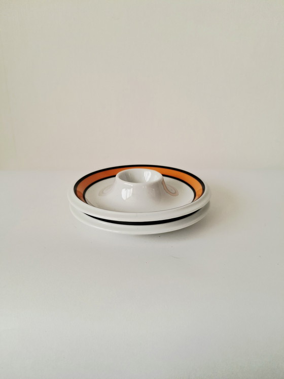 Image 1 of Thomas (Rosenthal) Retro Breakfast Set (6-piece) | Black and Orange Graphic Decor | 1970s Design