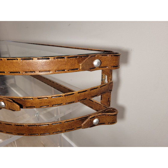 Image 1 of Vintage wrought iron floating console with glass top, France 1990