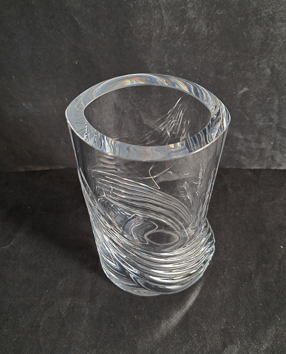 Image 1 of Peill & Putzler heavy swirling crystal vase. Swag motif.