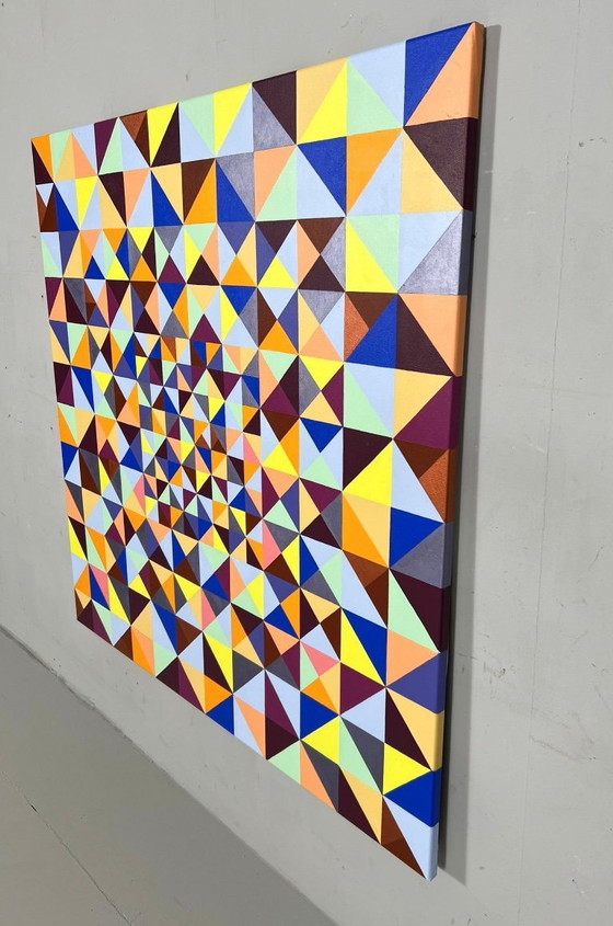 Image 1 of Lena László, acrylique sur toile, 'Exactly 299 triangles