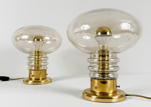 Set van twee lampen/paddenstoellampen uit het midden van de 20e eeuw van Luigi Colani, jaren 70.