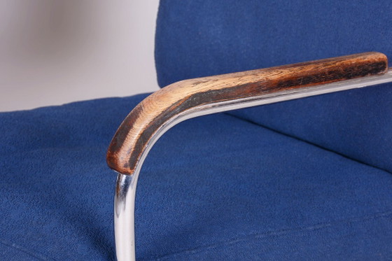 Origineel Bauhaus-paar fauteuils, verchroomd staal, Zwitserland, jaren 1930 – SAB Prague, Metal, Textile (photo 7 of 18)