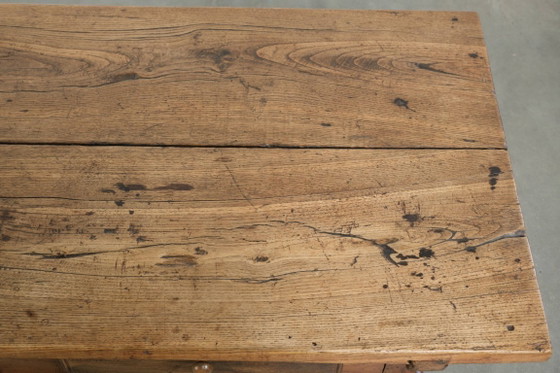 Image 1 of Antique 18th-century Southern European coffee table made of chestnut wood with 2 drawers