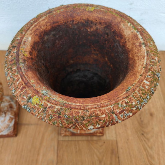 Image 1 of Gietijzeren tuinvazen, plantenbakken bloembakken. Set prijs  