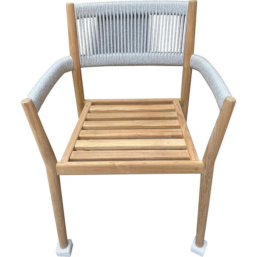 Sedia Vintage Dine Out in teak massello e corda fatta a mano di Rodolfo Dordoni per Cassina