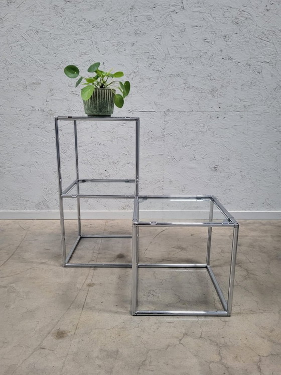 Image 1 of Poul Cadovius Serie Abstracta Modular Chrome Cube Side Table 1960s