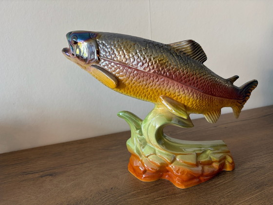 Large vintage ceramic trout in Hubert Bequet style, Artisan, Decorative Objects, Multi Color (photo 11 of 14)