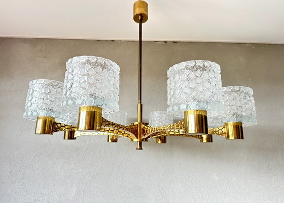 Vintage Brutalistische Kroonluchter – Glass, Metal (photo 3 of 15)